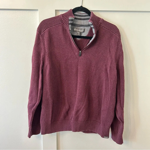 Eddie Bauer Other - Eddie Bauer 100% Cotton Men’s Purple Quarter Zip Pullover Size L